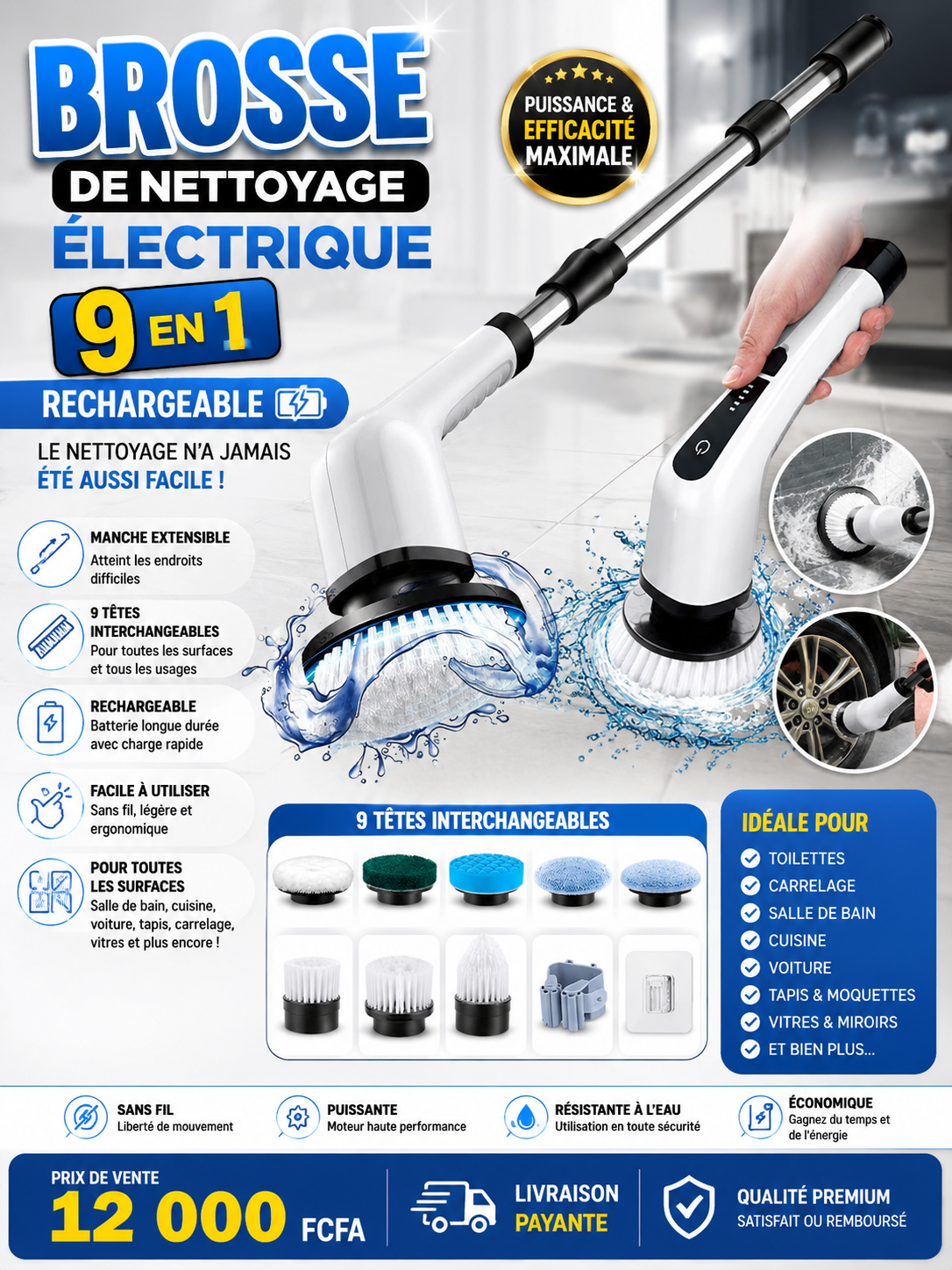 🧹✨ Brosse de Nettoyage Électrique 9-en-1